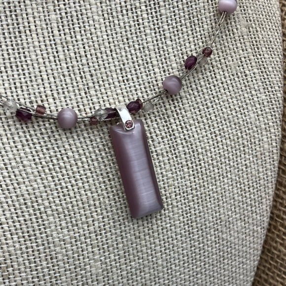 As Is Necklace Lot DIY Craft Purple Moonstone Pendant Pink Teardrop Barbie Retro - Picture 2 of 8